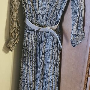 Zara Monochrome Snake Print Long Sleeve Dress